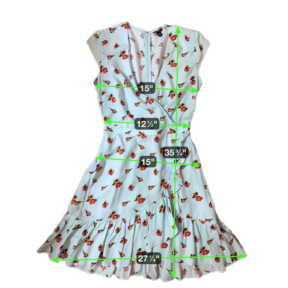 J.Crew Mercantile Faux Wrap Mini Dress – Blue Floral Print – Size 00 - Picture 12 of 16